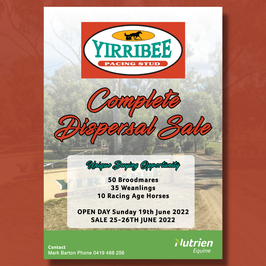 SAVE THE DATE – Yirribee Pacing Stud Complete Dispersal Sale